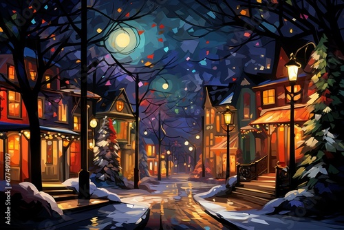 Wallpaper Mural Christmas Lights: Festive holiday lights, decorations, and displays in towns and neighborhoods. - Generative AI Torontodigital.ca
