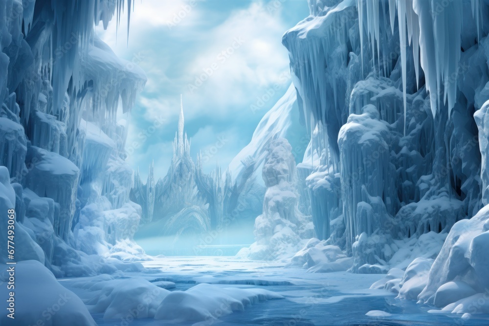 Frozen Waterfalls: Photograph the unique formations of frozen waterfalls in cold regions. - Generative AI Frozen Waterfalls: Photograph the unique formations of frozen waterfalls in cold regions. - Generative AI