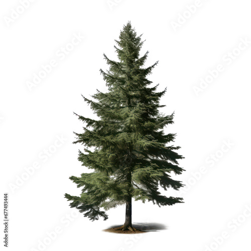 Fir tree isolated on white transparent background, PNG