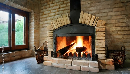 Wood crackling in a cozy home fireplace  Stay Warm.