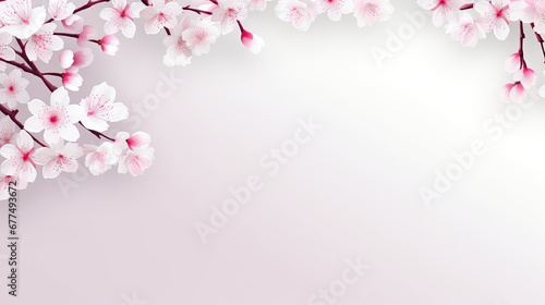 Template with Sakura Flower Cherry Blossom white and pink empty space Memo Note © Daniel