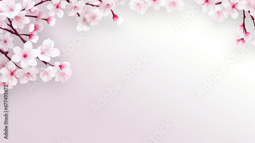 Template with Sakura Flower Cherry Blossom white and pink empty space Memo Note