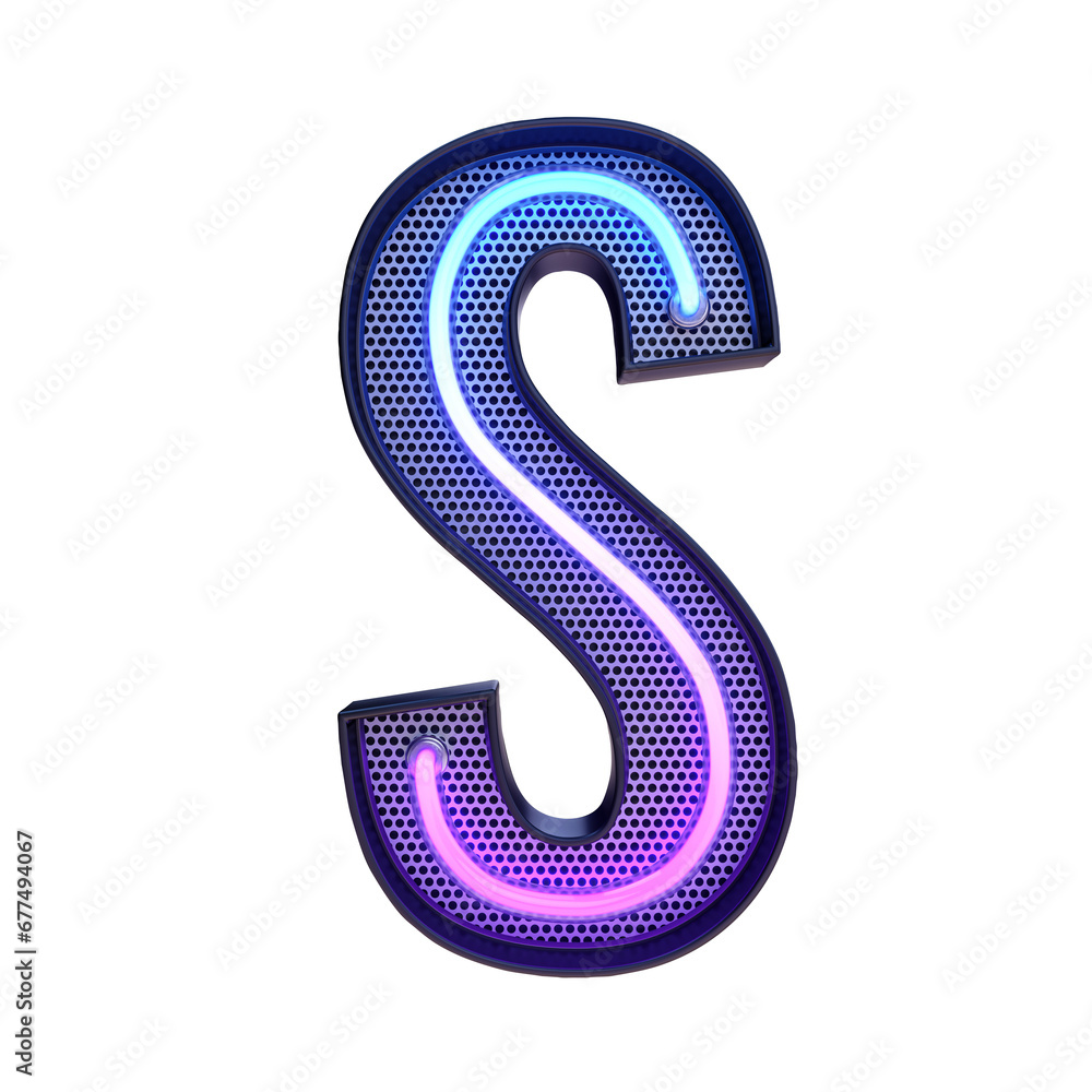 Naklejka premium Neon retro Alphabet letter isolated on transparent background. 3d illustration. Png