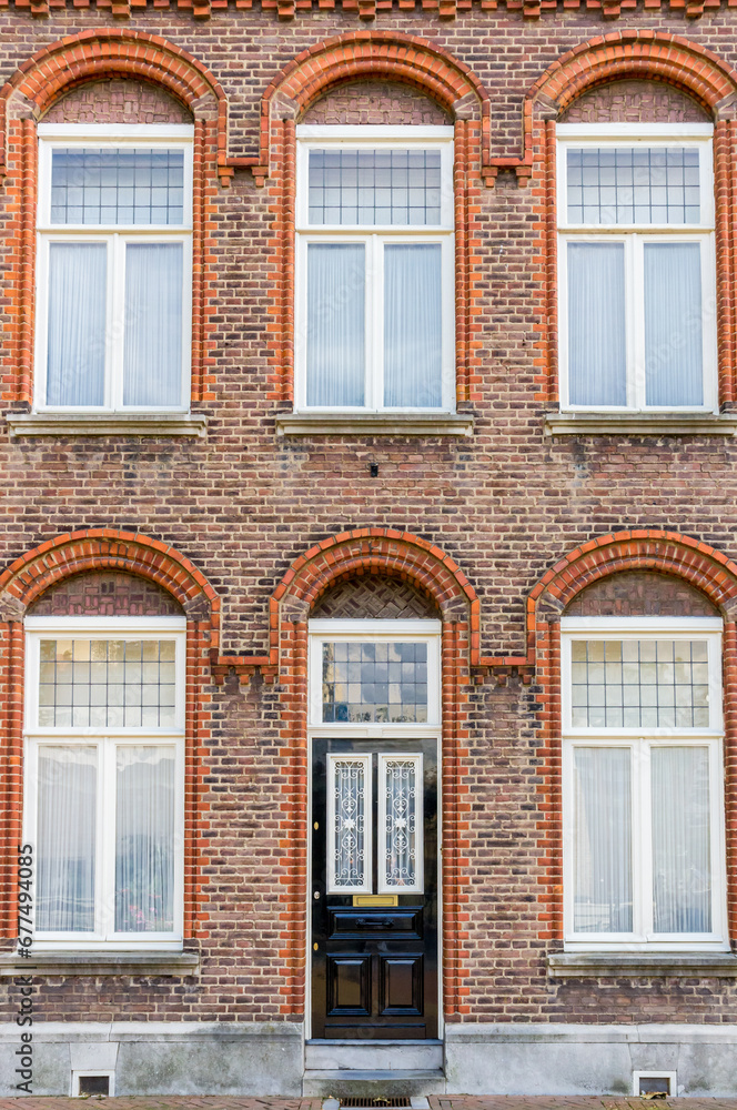 Brick facade of a typical dutch house in Roermond, Netherlands