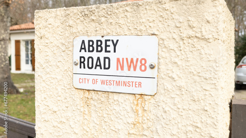 Abbey Road nw8 city of westminster panel sign street in London UK featured on the cover of the Beatles album
