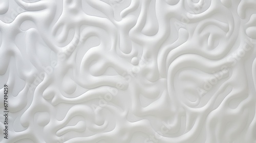 Close-up White Foam Texture, Top View: A Detailed Examination of Plastic Material, Capturing its Textural Characteristics.
