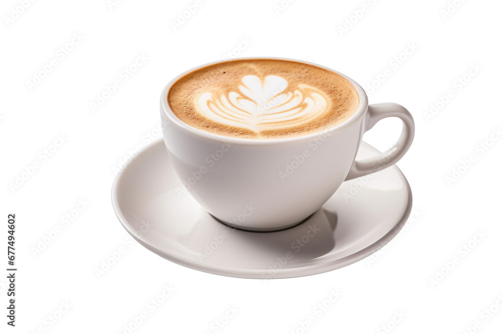 a Latte coffe isolated on transparent background.