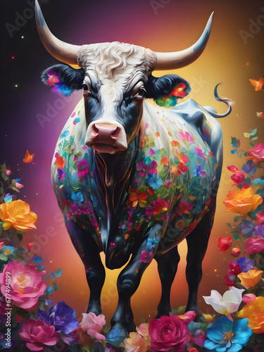 bull with flowers