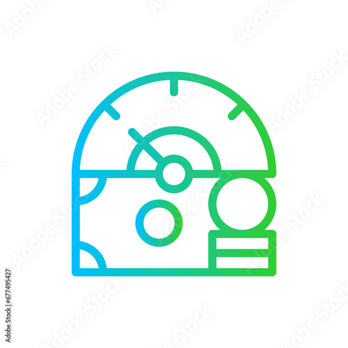 KPI finance key performance indicator icon with blue and green gradient outline style. financial, business, finance, data, analytics, marketing, technology. Vector Illustration