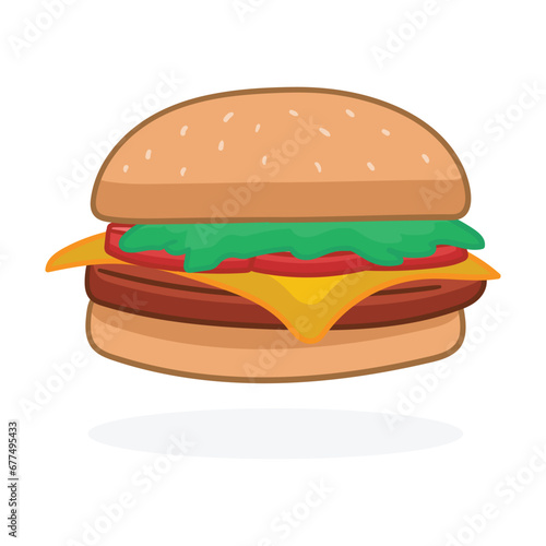 illustration cartoon hamburger on white background