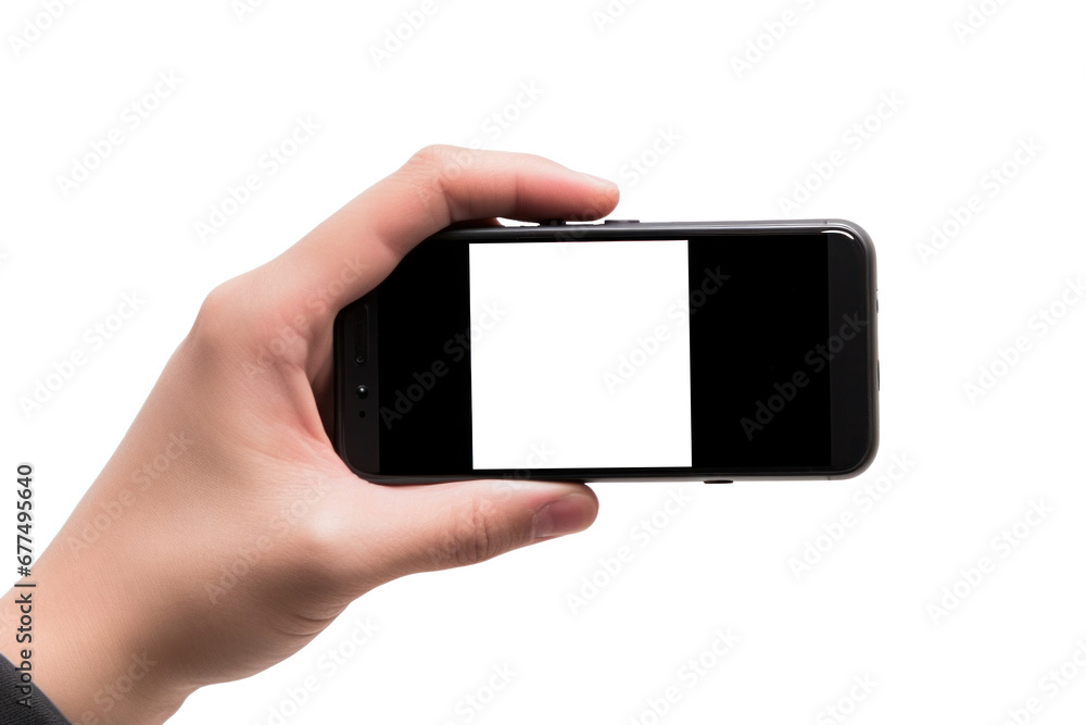 A smartphone in hand isolated on transparent background. A smartphone in hand isolated on transparent background.