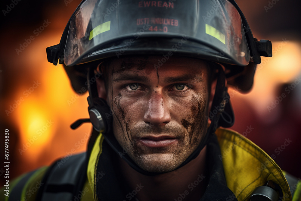 Firefighter in a fire and rescue operation Firefighter in a fire and rescue operation