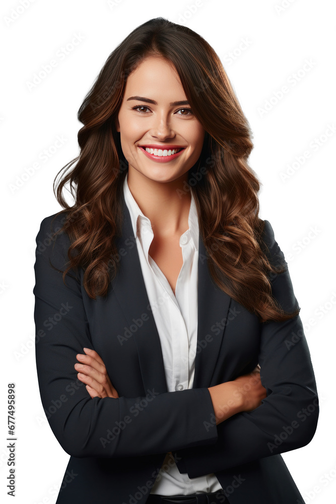 A smiling business woman isolated on transparent background. A smiling business woman isolated on transparent background.