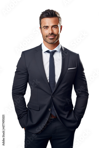A smiling business man isolated on transparent background.