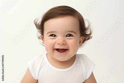 Happy baby on white background