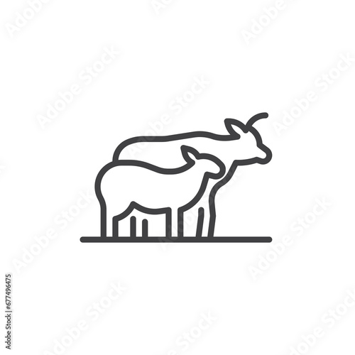 Farm animals line icon