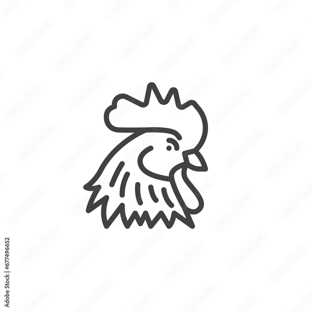 Rooster head line icon