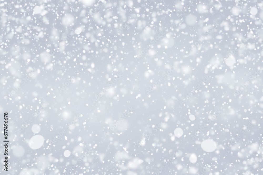 christmas background with snow falling on white background
