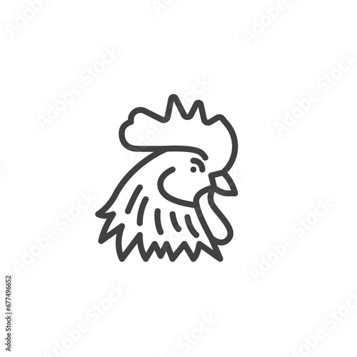 Rooster head line icon