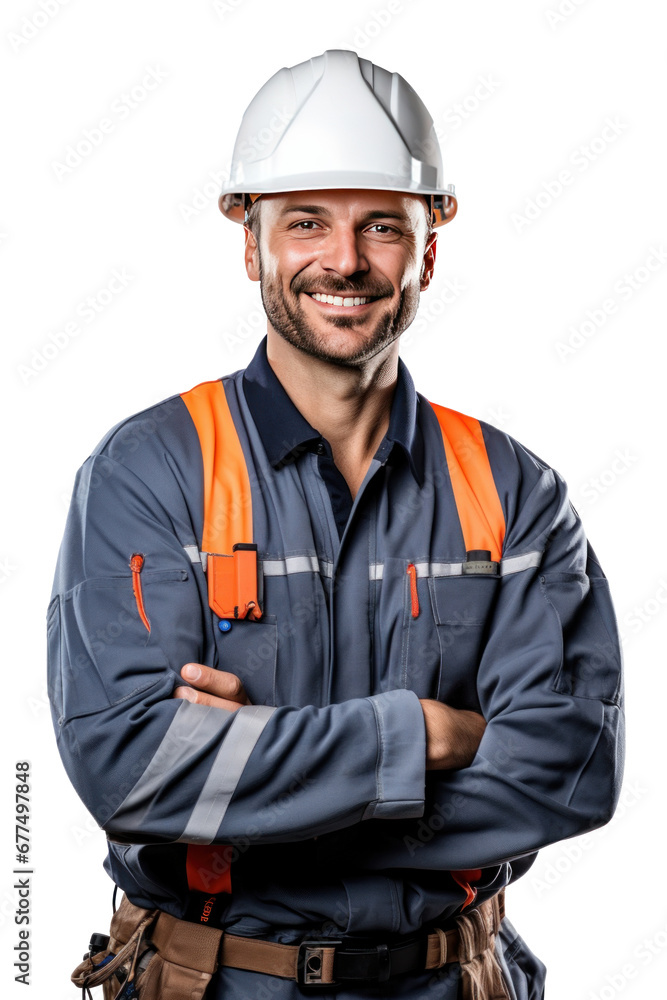 A smiling electrician isolated on transparent background. A smiling electrician isolated on transparent background.