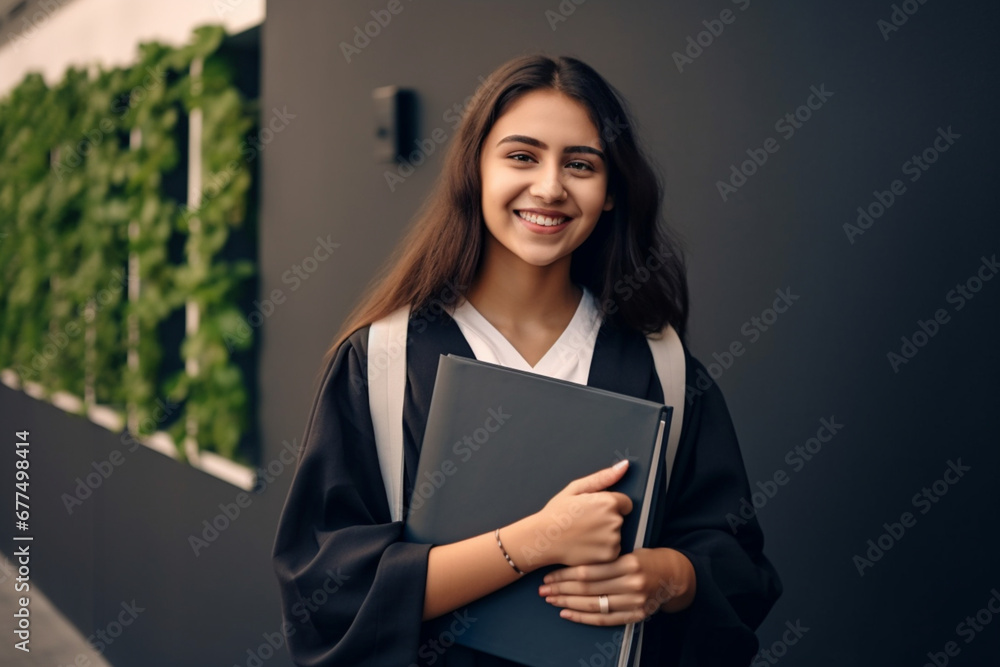 Portrait of a Beautiful Female Student Holding her Notebooks Portrait of a Beautiful Female Student Holding her Notebooks
