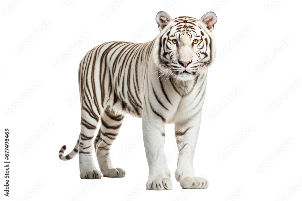 Obraz premium A white tiger isolated on transparent background.