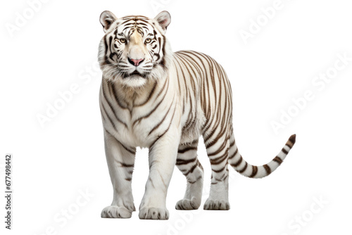 A white tiger isolated on transparent background.