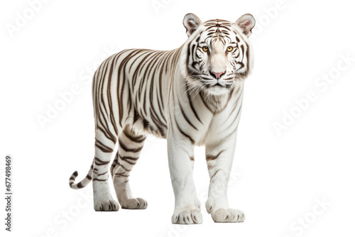 A white tiger isolated on transparent background.