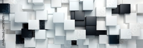 Abstract Black Squares On White Background , Banner Image For Website, Background Pattern Seamless, Desktop Wallpaper