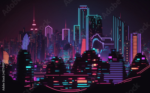 Futuristic Shibuya Tokyo Cityscape  Neon Lights  night city skyline