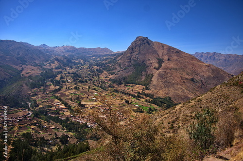 Scenic view of Sacred Valley from Pisac archaeological site, Peru