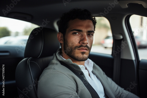 Portrait of Young Middle Eastern man in SUV driver’s seat © alisaaa