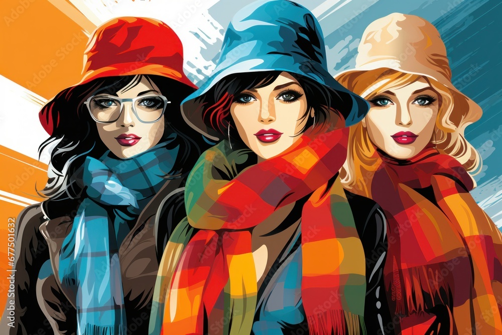 Winter Fashion: Showcase stylish winter attire, including scarves, hats, and coats. - Generative AI Winter Fashion: Showcase stylish winter attire, including scarves, hats, and coats. - Generative AI