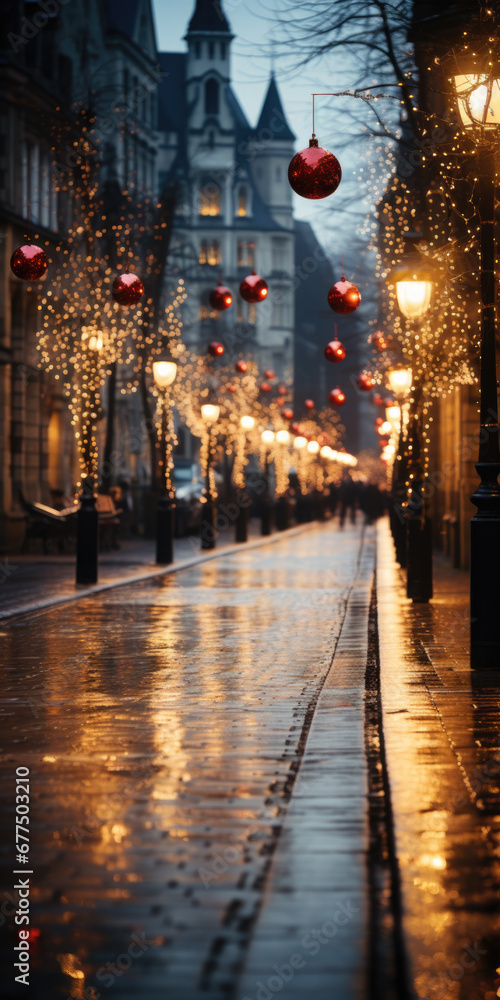 Straße weihnachtlich geschmückt
