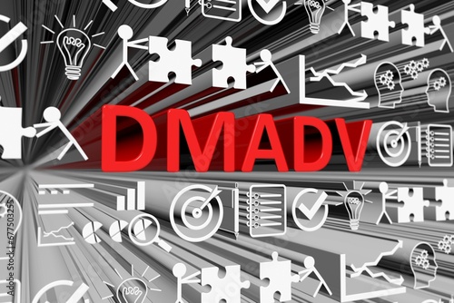 DMADV concept blurred background 3d render illustration