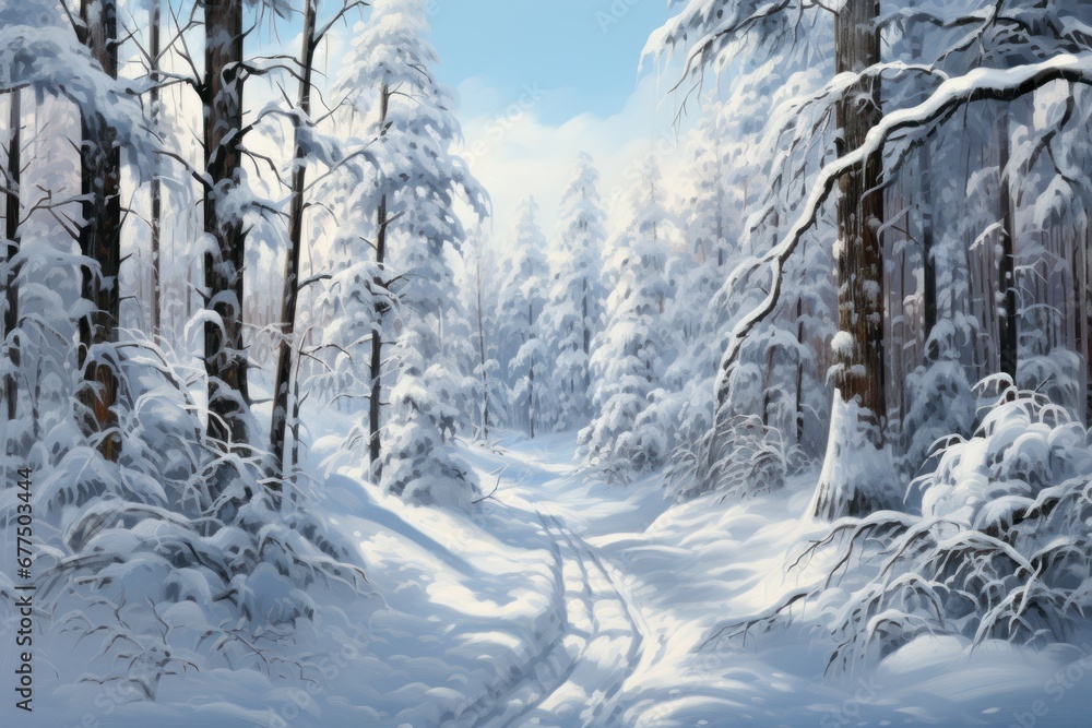 Snowy Forest Paths: Explore and photograph forest trails covered in snow, inviting viewers to imagine where the path leads. - Generative AI Snowy Forest Paths: Explore and photograph forest trails covered in snow, inviting viewers to imagine where the path leads. - Generative AI