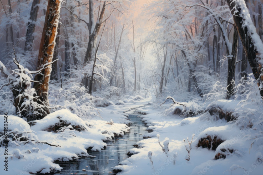 Snowy Forest Paths: Explore and photograph forest trails covered in snow, inviting viewers to imagine where the path leads. - Generative AI Snowy Forest Paths: Explore and photograph forest trails covered in snow, inviting viewers to imagine where the path leads. - Generative AI