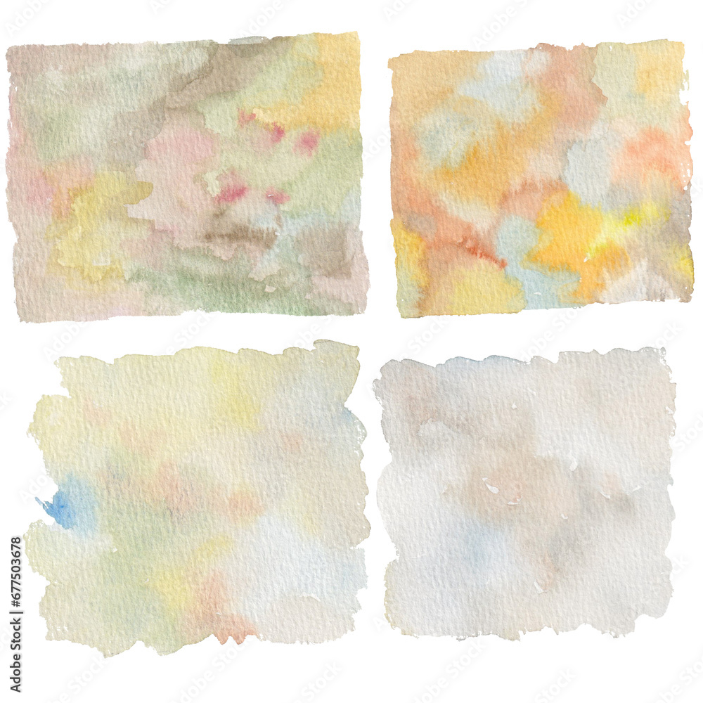 watercolor illustration set of watercolor backgrounds on white hand drawn background. for background, logo