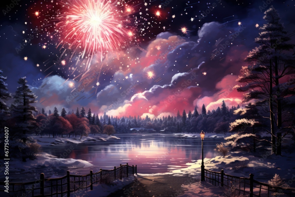 Fireworks: New Year's Eve fireworks or other winter celebrations can create stunning night sky photo opportunities. - Generative AI Fireworks: New Year's Eve fireworks or other winter celebrations can create stunning night sky photo opportunities. - Generative AI