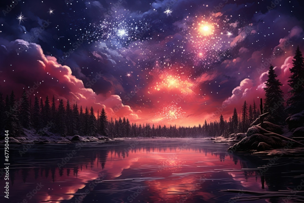 Fireworks: New Year's Eve fireworks or other winter celebrations can create stunning night sky photo opportunities. - Generative AI Fireworks: New Year's Eve fireworks or other winter celebrations can create stunning night sky photo opportunities. - Generative AI