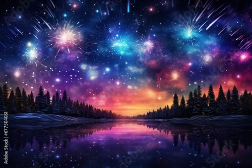 Fireworks  New Year s Eve fireworks or other winter celebrations can create stunning night sky photo opportunities. - Generative AI