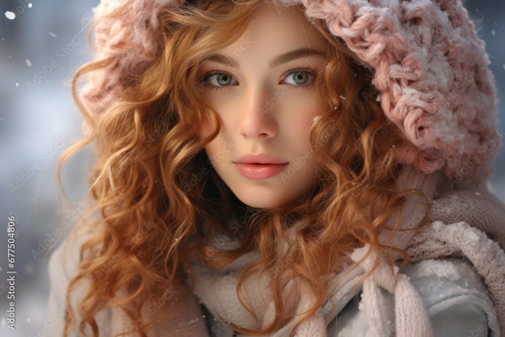 Winter Portraits: Take portraits of people bundled up in winter clothing, capturing their rosy cheeks and warm expressions. - Generative AI