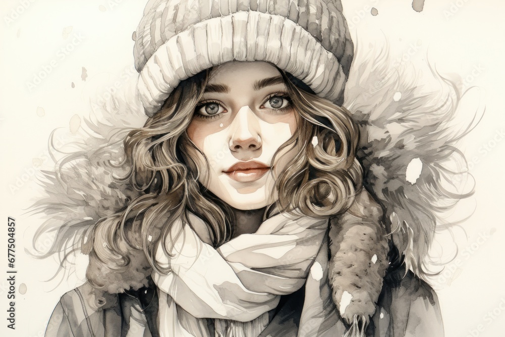 Winter Portraits: Take portraits of people bundled up in winter clothing, capturing their rosy cheeks and warm expressions. - Generative AI Winter Portraits: Take portraits of people bundled up in winter clothing, capturing their rosy cheeks and warm expressions. - Generative AI