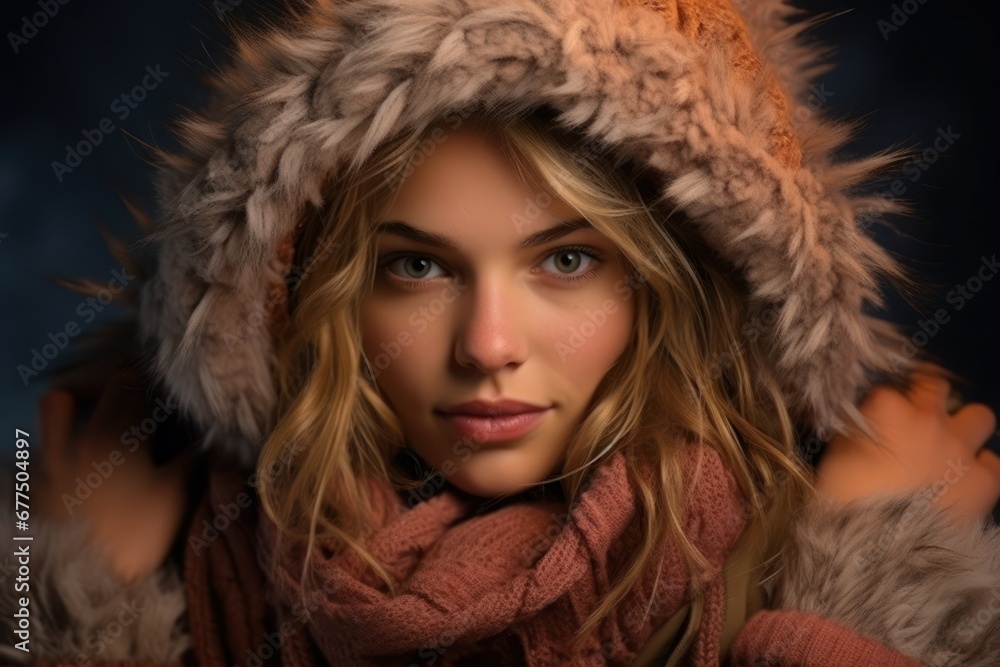 Winter Portraits: Take portraits of people bundled up in winter clothing, capturing their rosy cheeks and warm expressions. - Generative AI Winter Portraits: Take portraits of people bundled up in winter clothing, capturing their rosy cheeks and warm expressions. - Generative AI