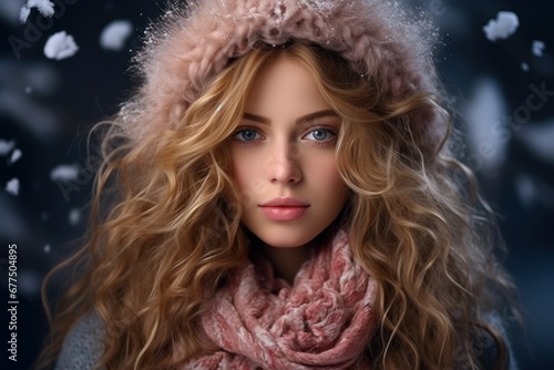 Winter Portraits  Take portraits of people bundled up in winter clothing  capturing their rosy cheeks and warm expressions. - Generative AI