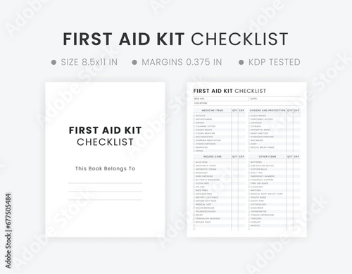 First Aid Kit Checklist Template, Printable First Aid Kit Checklist, First Aid Checklist, First Aid Supply List, Emergency Checklist Disaster Preparation Sheet