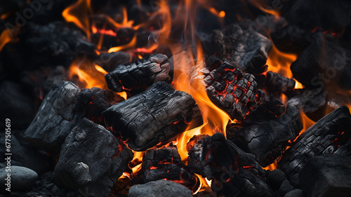 burning charcoal in a barbecue