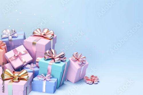 Gift boxes with bows on the ball  Shopping sale  3D