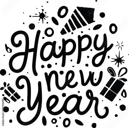 Happy new year 2024 design. With colorful truncated number illustrations. Premium vector design for poster, banner, greeting and new year 2024