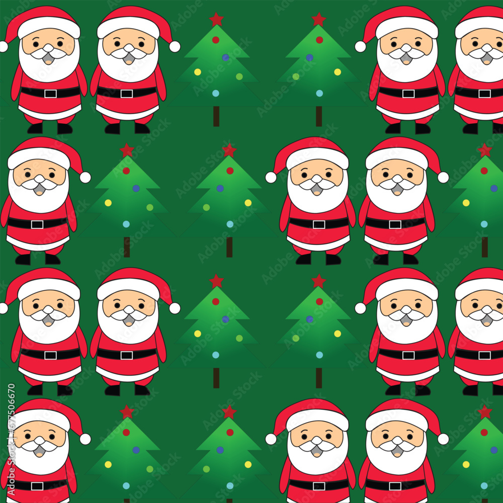 seamless pattern Christmas cute santa claus and tree seamless pattern Christmas cute santa claus and tree
